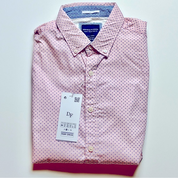 Denim & Flower Other - 🆕 Denim Flower Dot Short Sleeve Button Down - Med